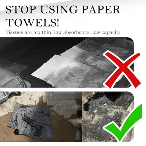 30PCS Oil Absorbent Pads 13 * 10.1",Powerful Polypropylene Oil Spill Mat Absorbs Soaks Coolant/Oil/Grease/Water-Based Fluids,Universal Reusable Oil Drain Splash Pad Car Accessories (30PCS) - color: 30PCS