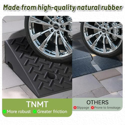 2 Pack Rubber Curb Ramps for Driveway, 5" Height, Heavy Duty 4 Ton (8818 lbs) Capacity, for Lawn Mower, Wheelchair, Motorcycle, Car, Loading Dock & Threshold - size: 5" Rise