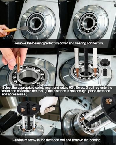 Clatoon 21 in 1 Bearing Puller, Bearing Puller Kit with Curved Hook and Red Steel Collet Multifunctional Bearing Removal Tool, Bearing Disassembly Gear Three-Jaw Puller