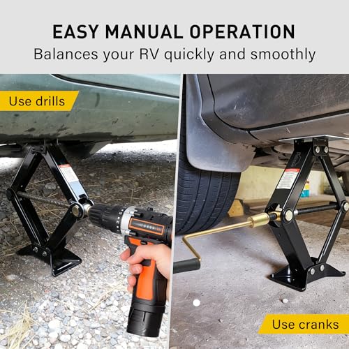 RV Scissor Jack Stabilizer 7500lbs Heavy Duty 24" RV Trailer Stabilizer Leveling Scissor Jack for RV Camper with Crank Handle (New 24’‘ 1pc) - size: New 24’‘ 1pc