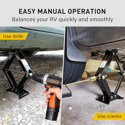 RV Scissor Jack Stabilizer 7500lbs Heavy Duty 24" RV Trailer Stabilizer Leveling Scissor Jack for RV Camper with Crank Handle (New 24’‘ 1pc) - size: New 24’‘ 1pc