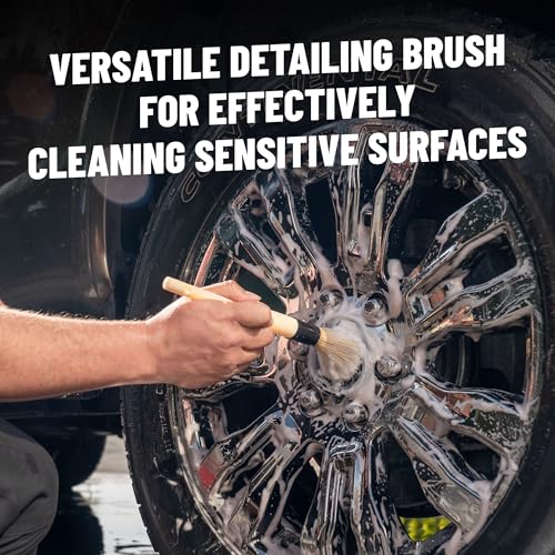 Chemical Guys Boars Hair Detailing Brush - Gentle Scratch-Free Cleaning for Wheels, Grilles, Emblems, and Interior Surfaces - Versatile Multi-Purpose Auto Detailing Brush for Deep Cleaning - Acc_S90 - style: 1 Pack