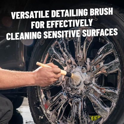 Chemical Guys Boars Hair Detailing Brush - Gentle Scratch-Free Cleaning for Wheels, Grilles, Emblems, and Interior Surfaces - Versatile Multi-Purpose Auto Detailing Brush for Deep Cleaning - Acc_S90 - style: 1 Pack