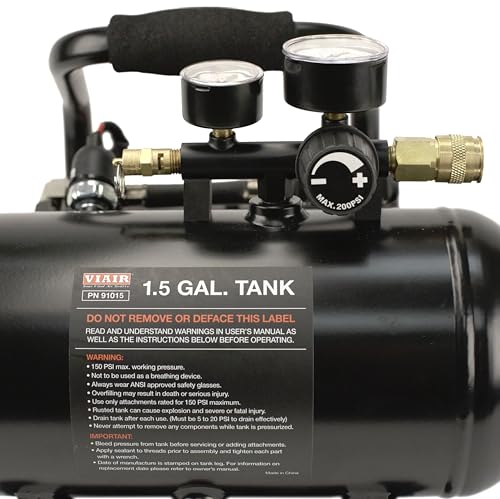 VIAIR 380C Plug-N-Play Compressor, 12V, 1.5 gallon tank, 200 PSI Rated with Alligator Clamps, for nailing, air tools, tire inflation - style: Battery Clamps