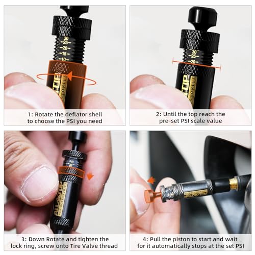 ALL-TOP Adjustable Auto-Stop Tire Deflator Valve Kit (10-30 PSI) 8 PCS Screw-on Tyre Air Down Tool for Offroad 4x4 (with 5 Valve caps) - color: 8pcs, with 5 valve caps