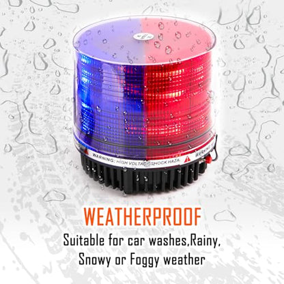 LED Wireless Rotating Beacon Battery Strobe Warning Light Red Blue | Hazard Flash Emergency Safety Roof Top Lights Magnetic Base Mount and Rechargeable Portable For Plow Tractor UTV Golf Cart - color: Red/Blue