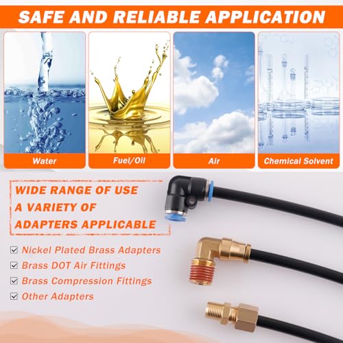 Air Line Kit for Air Spring Bag Suspension with Fittings, 30 FT PA Hose Truck Airbag Line with 1/4 NPT DOT Air Fittings, Replacement Valve for Airbag Suspension in Semi Truck Trailer - size: 7 PCS