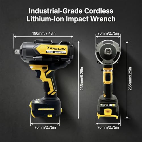 1/2" Cordless Impact Wrench, 1200N·m Brushless, Bare Tool | 900Ft-lbs, 4-Speed Dual LED, Works with Dewalt 20V Battery, All-Metal Gearbox - style: 1/2 for Dewalt Battery