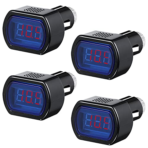 4 Pieces DC 12V-24V LED Digital Car Voltmeter Vehicle Voltage Gauge Monitor for Auto Car Motorcycle Truck