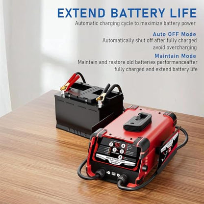 12V 24V Car Battery Charger & Engine Starter, Up to 50A Automatic Battery Maintainer 250A Cranking Amps - color: 50A