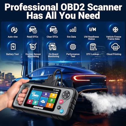 AVAPOW AV-D600 4 Systems OBD2 Scanner Engine/Transmission/SRS/ABS Diagnostic Tool, Oil Reset/EPB Reset/Battery Match, Car Code Reader with Auto VIN, WiFi Lifetime Update, Compatible with 7000+ Cars