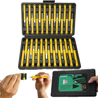 41 Pcs Terminal Pin Removal Tools with Blow-Molded Case - Electrical Pin Removal Tools Automotive Depinning Tool Kit for Automotive & Household Devices Most Connector, Yellow - color: yellow