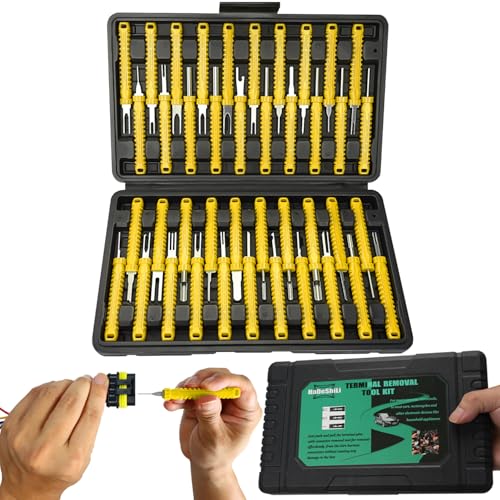41 Pcs Terminal Pin Removal Tools with Blow-Molded Case - Electrical Pin Removal Tools Automotive Depinning Tool Kit for Automotive & Household Devices Most Connector, Yellow - color: yellow