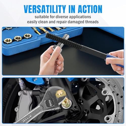 Nilight 15PCS Metric Thread Chaser Set Master Thread Repair Kit with Case 7 Taps 7 Dies 1 Threads File Universal M6 M8 M10 M12 Sizes Automotive Tool for Mechanics Auto Shops Home Garage Mobile Repair - size: 15PCS Metric