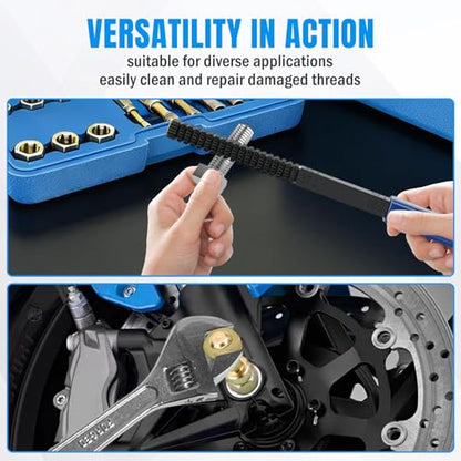 Nilight 15PCS Metric Thread Chaser Set Master Thread Repair Kit with Case 7 Taps 7 Dies 1 Threads File Universal M6 M8 M10 M12 Sizes Automotive Tool for Mechanics Auto Shops Home Garage Mobile Repair - size: 15PCS Metric