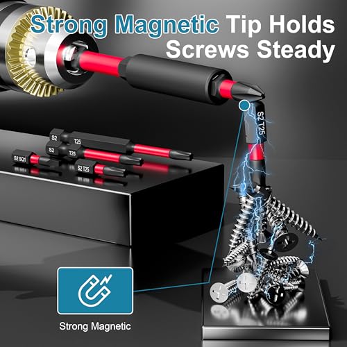 42-Piece Impact Screwdriver Bit Set, S2 Steel Magnetic Impact Driver Bits | with 1/4" Hex Bit Holder, Heavy Duty Drill Bit Set for Power Drill, Impact Driver, DIY & Home Repair - style: 42Pcs Screwdriver Bits Set