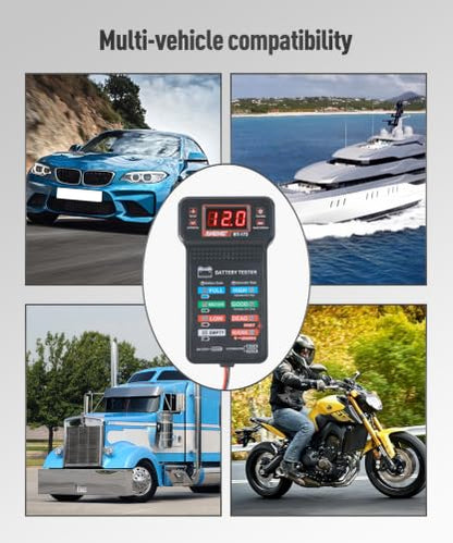 Battery Tester 12v Automotive,Car Accessories Universal Car Battery Tester,Voltmeter with LCD Display and LED Indication,Automotive Replacement,Suitable for Cars,Motorcycles,Trucks,RVs,ATV