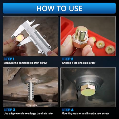 YSTOOL 114PCS Oil Pan Drain Plug Thread Repair Kit Metric Universal with Carry Case M13 M15 M17 M20 M22
