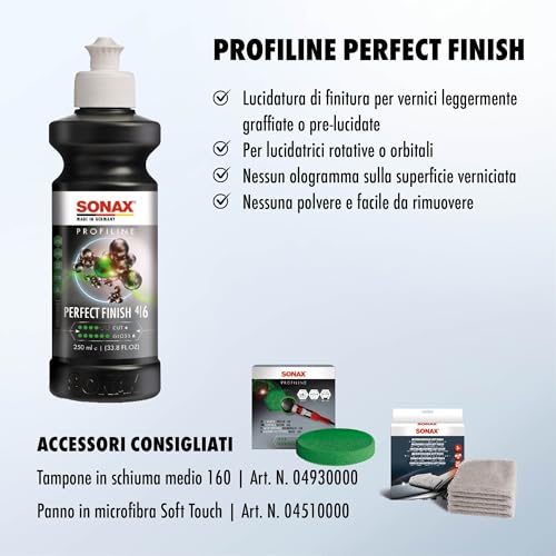 SONAX Perfect Finish 250ml | Scratch and Swirl Remover Polish | Machine Polish | Paint Correction Polish | High Gloss | Black Paint Polish | No Fillers Paint Correction | 8.45 fl. Oz - size: 8.45 fl. oz.