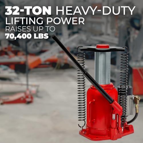 Stark USA 32-Ton Hydraulic Bottle Jack Air-Operated Bottle Jack Lift (64,000lbs) Capacity Portable Low Profile Manual Hydraulic Jack with Handle - size: 32 Ton Pneum Low Profile
