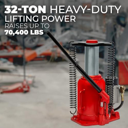 Stark USA 32-Ton Hydraulic Bottle Jack Air-Operated Bottle Jack Lift (64,000lbs) Capacity Portable Low Profile Manual Hydraulic Jack with Handle - size: 32 Ton Pneum Low Profile