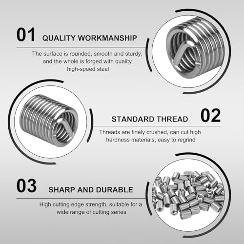 100PCS Thread Repair Insert, M6 × 1.0 × 2D Helicoil Metric Thread Sleeve Steel Sheaths Wire Thread Inserts, 304 Stainless Steel Helicoil Coiled Wire Screw Thread Repair Kit - color: 12mm