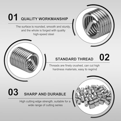 100PCS Thread Repair Insert, M6 × 1.0 × 2D Helicoil Metric Thread Sleeve Steel Sheaths Wire Thread Inserts, 304 Stainless Steel Helicoil Coiled Wire Screw Thread Repair Kit - color: 12mm
