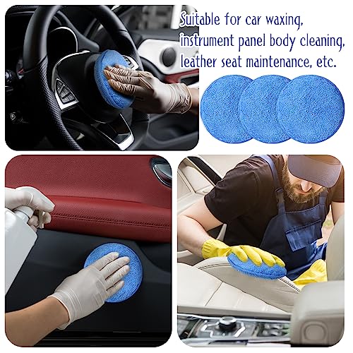 Tanlade 50 Pcs Car Detailing Microfiber Applicator Pad Wax Applicator Wash Microfiber Pads, 5 Inch Diameter (Blue) - color: Blue