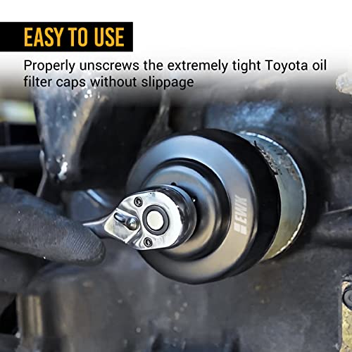 EWK 64mm 14 Flute Oil Filter Socket Wrench, Chrome Vanadium Steel with 3/8" Drive, Oil Change Tool Compatible for Toyota, Lexus, Scion