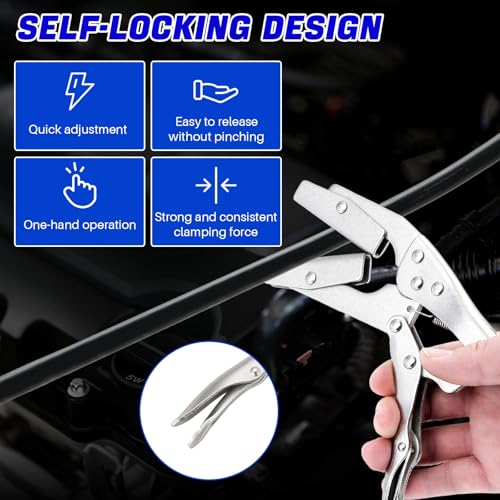DASBET 10" Hose Pinch-Off Locking Pliers | 2 Pack Self-Locking Pinch Off Pliers, Heavy Duty Radiator Hose Clamp Set Universal for Automobile Radiator Pipe, Fuel Hose, Water and Vacuum Lines