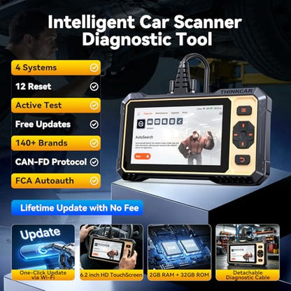 THINKCAR Scanner THINKSCAN 662 OBD2 Scanner Diagnostic Tool + THINKCAR 12+8 Pin Connector to OBD2 Adapter for Chrysler