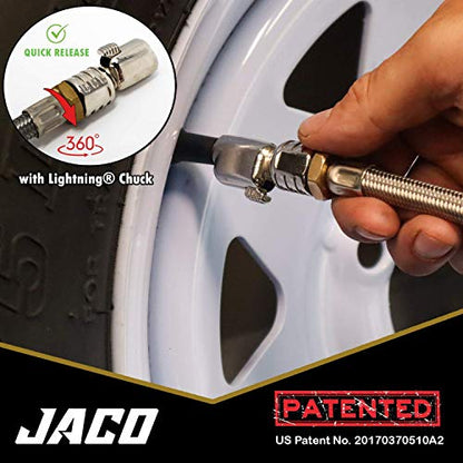 JACO FlowPro Digital Tire Inflator Gauge (200 PSI) with Lock-on Dually Air Chuck (Bundle Kit)