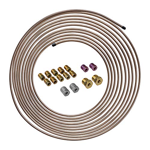 4LIFETIMELINES Copper-Nickel Alloy Non-Magnetic Brake Line Tubing Coils & Fitting Kits - Superior Anti-Rust Protection, 3/16 x 25 ft, Easy Bend & Install, 2 Full Kits for Complete Brake Line Repair - size: Pack of 2