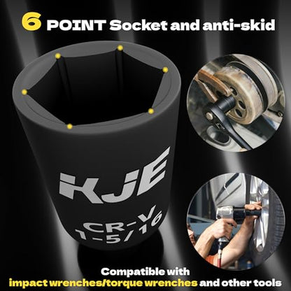 KJE 11PCS 1/2 Drive Metric Deep Impact Socket Set, Size 27,29,30,31,32,33,34,35,36,38mm, large jumbo axle nut socket set, big heavy duty socket set - size: 11PCS Metric