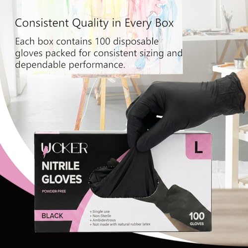 6 Mil Black Nitrile Gloves, Heavy Duty, Powder & Latex Free, Textured Grip, Industrial Use, 100 Count
