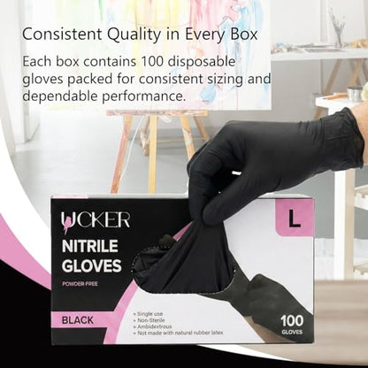 6 Mil Black Nitrile Gloves, Heavy Duty, Powder & Latex Free, Textured Grip, Industrial Use, 100 Count