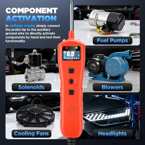 Power Circuit Probe Tester, 9V-30V DC Automotive Short Circuit Finder with 13ft Cable, Auto Electrical Tester wih LED Light, Automotive Test Light, Overload Protection
