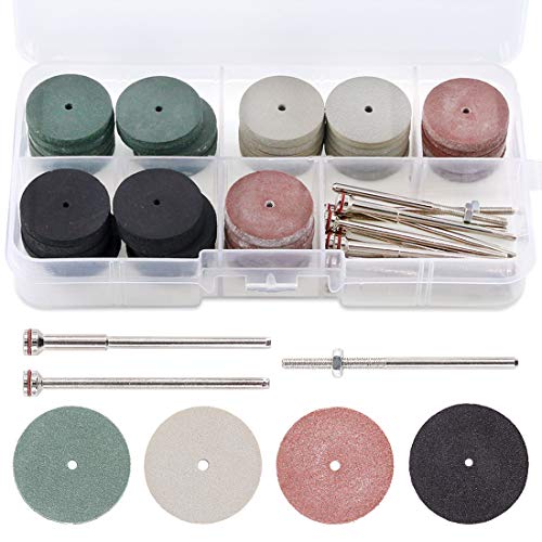 Swpeet 52Pcs Polishing Wheels Kit, 40Pcs 4 Colors Mixed Lab Beauty Silicone Rubber Polishing Wheels + 12 Mandrel Shank Perfect for Rotary Hand Pieces Rotary Tool