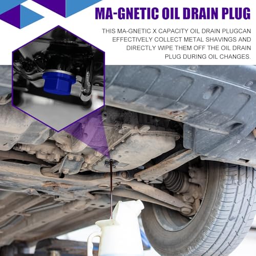 M14×1.5 Magnetic Oil Drain Plug, Transmission Oil Plug, Oil Pan Sump Drain Nut Bolt Screw Repair Kit, Car Magnetic Oil Drain Plug Removal Tool for Honda, Mazda, Suzuki, Jeep, Odyssey - color: Blue