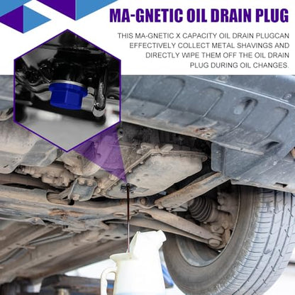 M14×1.5 Magnetic Oil Drain Plug, Transmission Oil Plug, Oil Pan Sump Drain Nut Bolt Screw Repair Kit, Car Magnetic Oil Drain Plug Removal Tool for Honda, Mazda, Suzuki, Jeep, Odyssey - color: Blue