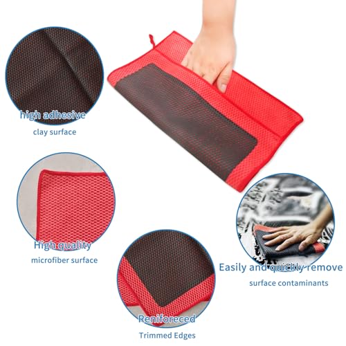 2pcs Clay Towels (12 * 12 in), Fine Grade Microfiber Towels for Car Detailing, DIY Detail Clay Bar Alternative
