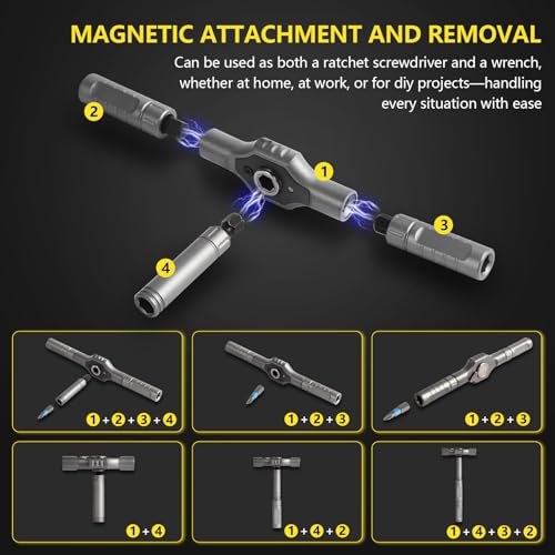 Screwdriver Set 42 in 1 - Magnetic Screwdriver Sets, S2 Steel Multi Bits T Handle Ratchet Screwdriver, Ratcheting Precision Screwdriver Kit with Case for Furniture Computer Watch Bicycle DIY