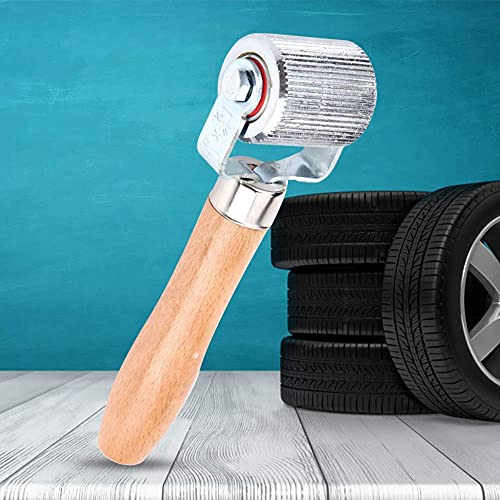 Patch Tire Repair Tool, Car Wheel Wood Handle Tire Patch Repair Stitcher Ball Bearing Roller Repair Tool(M)