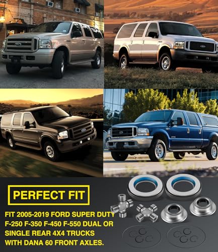 Front Axle Seal U Joint Kit & Inner Knuckle Oil Seals & Outer Tube Seals & Hub O-Rings for 2005-19 Ford Super Duty F250 F350 F450 F550 Dana 60, 2014835, 2023068, 2017426, 54983, SPL55-3X, 25-332X - size: for 2005-2019 Ford F250 F350 F450 F550