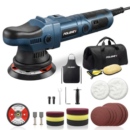 Buffer Polisher, 15mm Dual Action Random Orbital Polisher, 5 Inch/6 Inch Car Detailing Kit, 6 Variable Speed 2000-5200 RPM – Professional Car Buffer for Trucks and SUVs