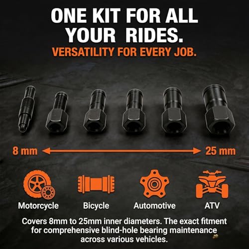 Heavy Duty Internal Bearing Puller Kit, 8-25mm Blind Hole Bearing Puller Set with Split-Jaw Grip, Upgrade Motorcycle Bearing Removal Tool for Hubs & Engine Casings