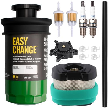 AUC13707 Maintenance Kit Compatible with JD 100 Series E120 E130 E170 E180 S100 S170 S180, AUC12916 LG266 Oil Change Filter Tune Up Kit for Riding Lawn Mower (With engine oil included)