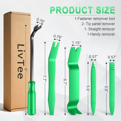 5 pcs Auto Trim Removal Tool Kit, No Scratch Plastic Pry Tool Kit - Interior Door Panel Clip Fastener Removal Set for Vehicle Dash Radio Audio Installer (Green) - color: Green