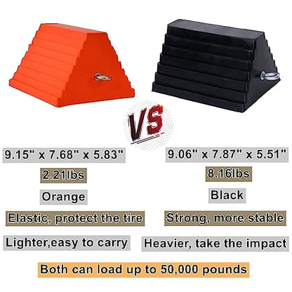 Wheel Chocks, Heavy Duty Wheel Chock with Handle，Rubber Wheel Chocks for Boat Trailers, RV, Truck, Camper, 4 Pack (Orange) - color: ORANGE-4