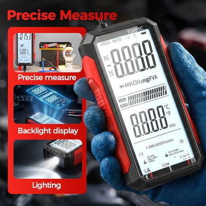 Rechargeable Digital Multimeter, 2026 New FS899L Multimeter, Auto Digital Display Tester, 6000 Counts True RMS Tester with Color Screen, for Home Automotive Industrial Electrical Repairs (FS899C) - color: FS899C